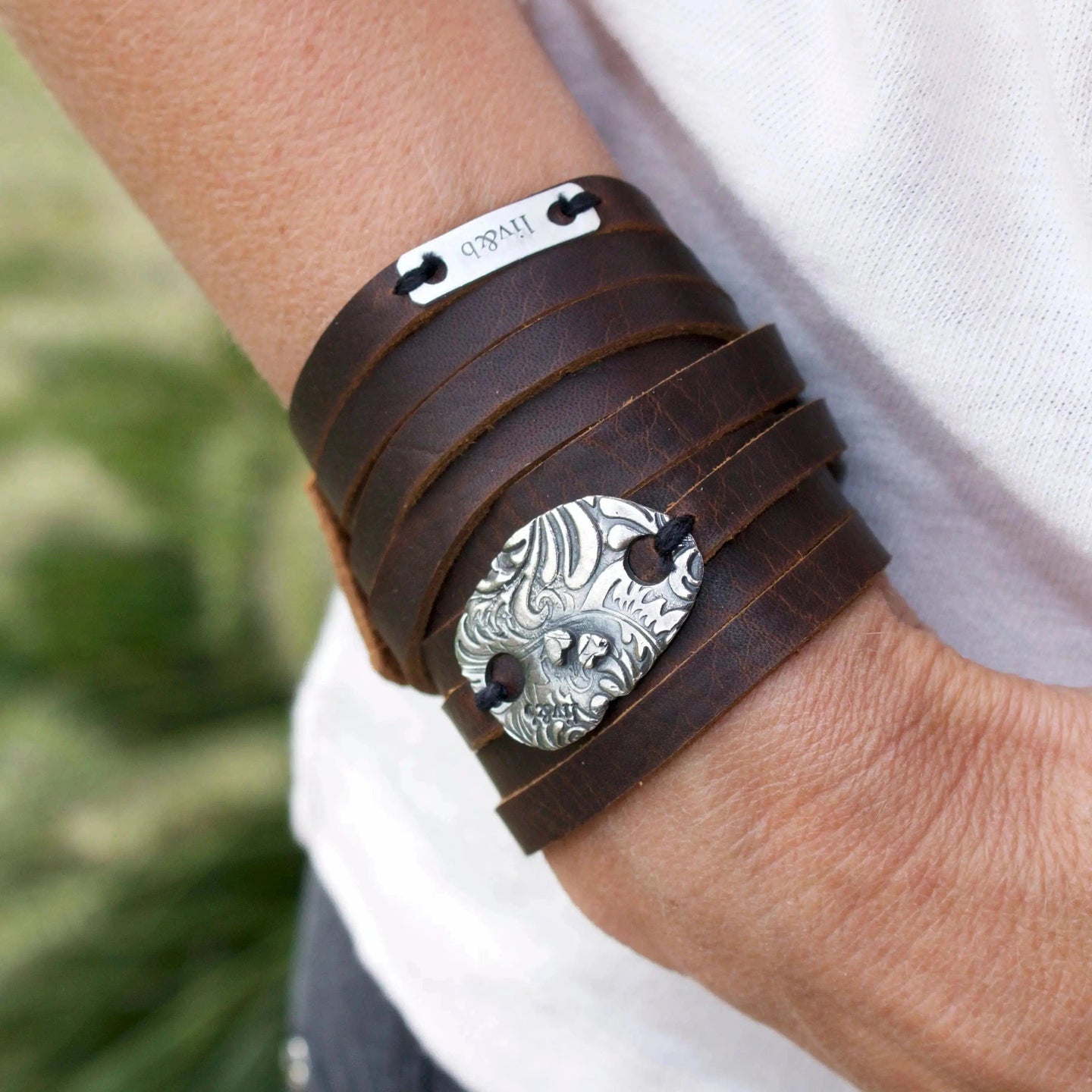 Double Wrap Leather Cuff Bracelet Liv & B Designs